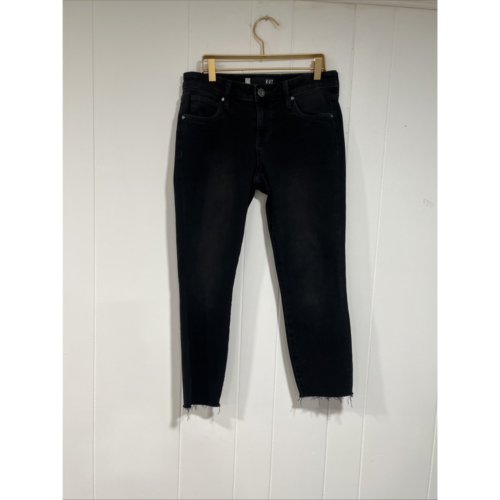 Kut From The Kloth Donna Jeans Mid Rise Ankle Skinny Black Sz 4